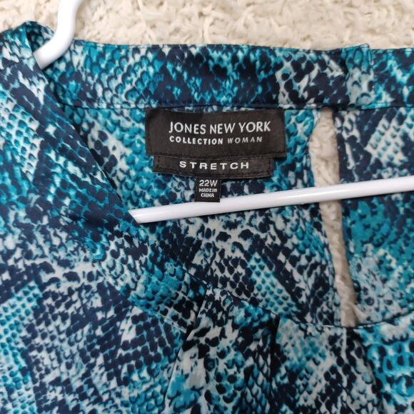 Jones New York Womens 22W Snake Reptile Print Button Blouse Top Streach - Picture 12 of 16